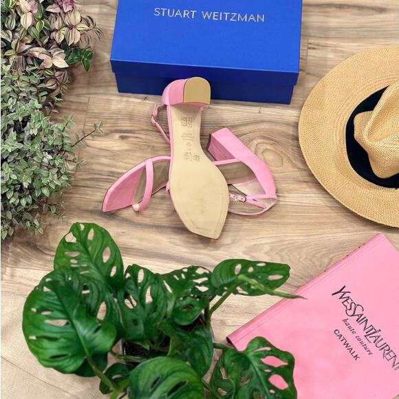 NWT Stuart Weitzman Baby Pink Amelia Block Sue-Suede 40.5 - Picture 2 of 2